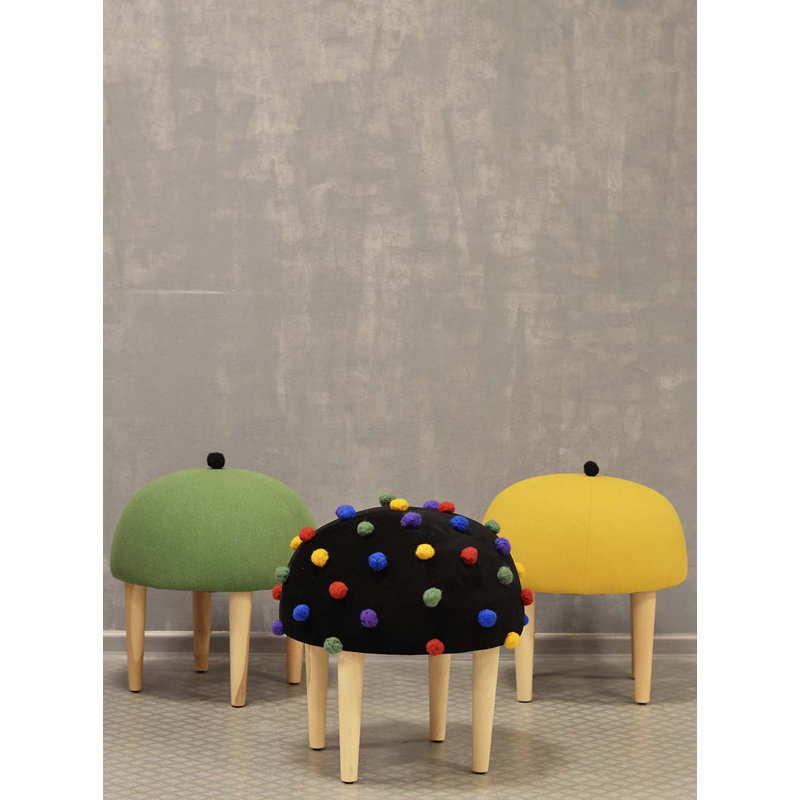 Moher Solid Wood Accent Stool, Green