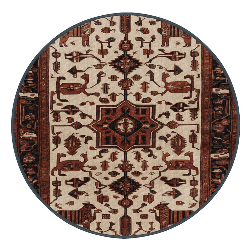 Tapis brun lavable à la machine, Rond 5 pi
