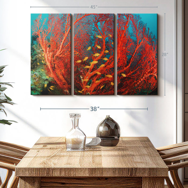 «Corail de feu» 3 pièces, H 28 po x l 45 po 