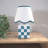 Evie Set of Ceramic Cube Checkered Table Lamp with Green Trim Linen Scallop Shade and LED Bulb-731897017