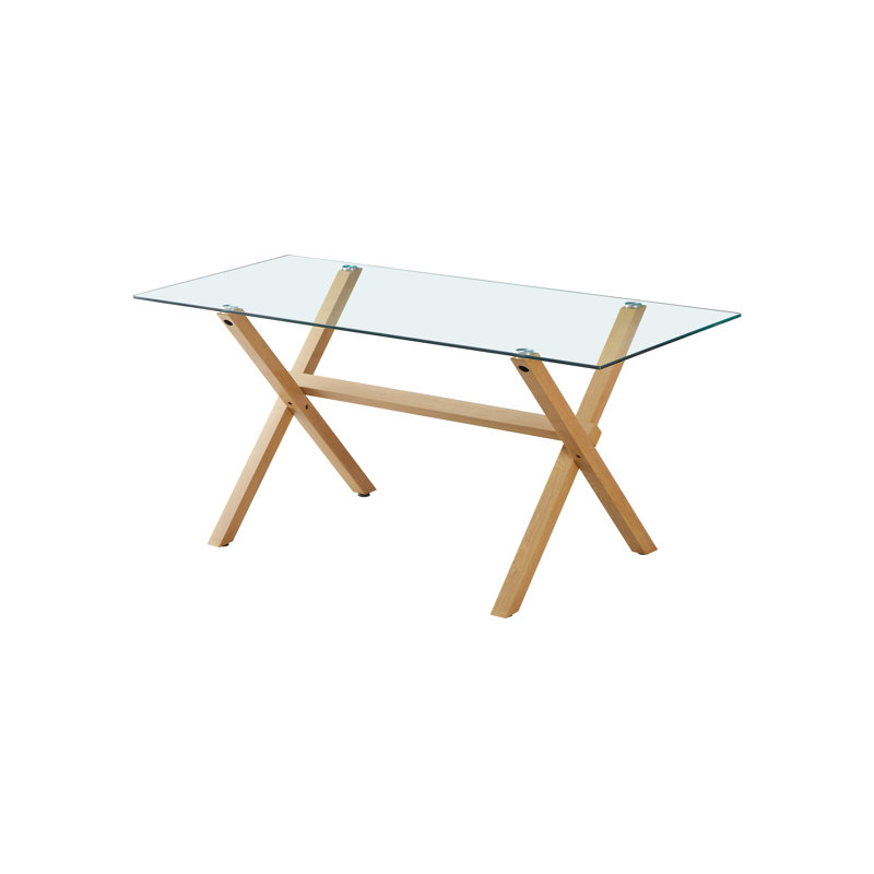 Mose Glass Top Metal Base Dining Table
