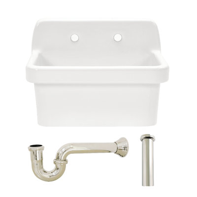 Kingston Brass Doriteal 24" Ceramic Single Bowl Wall Mount Kitchen Sink With Strainer