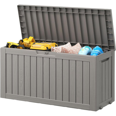 Boîte de rangement extérieure en gallon, grande boîte de rangement en résine robuste, boîte de rangement extérieure imperméable avec double panneaux muraux, boîte de jardin, boîte de livraison de colis, bac de rangement pour tuyau extérieur