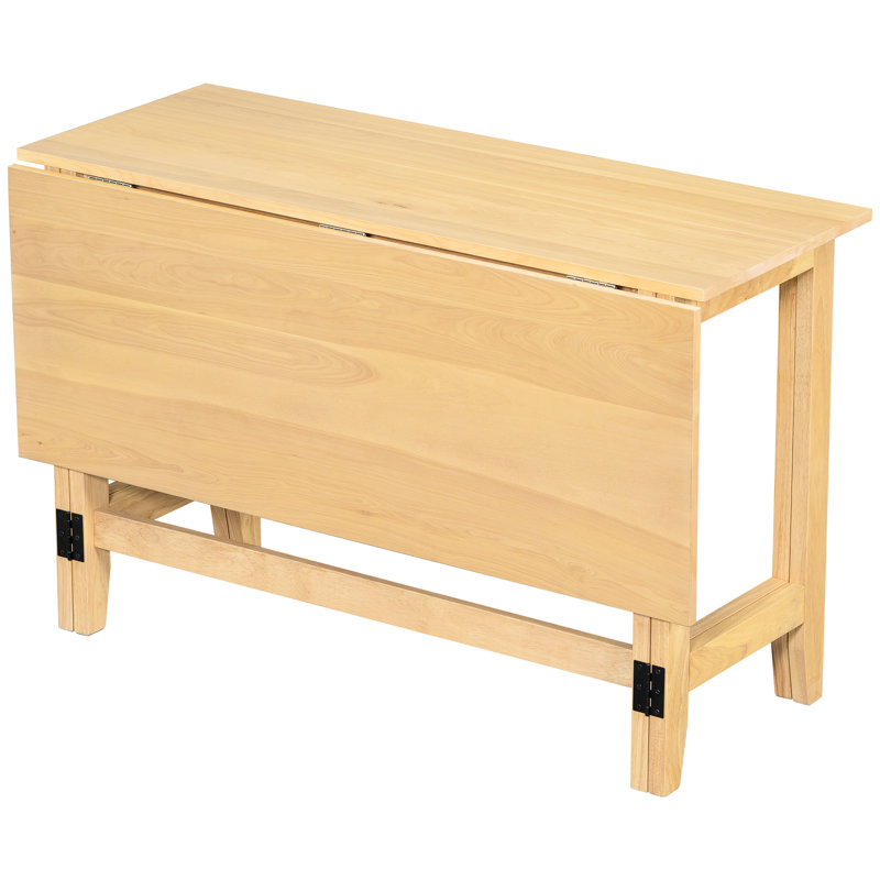 Table rectangulaire à rallonges, plateau et pieds en bois massif, 4 couverts, idéale pour la salle à manger.