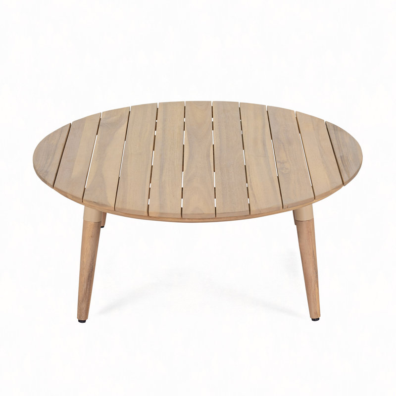 Outdoor Patio Round Acacia Wood Coffee Table