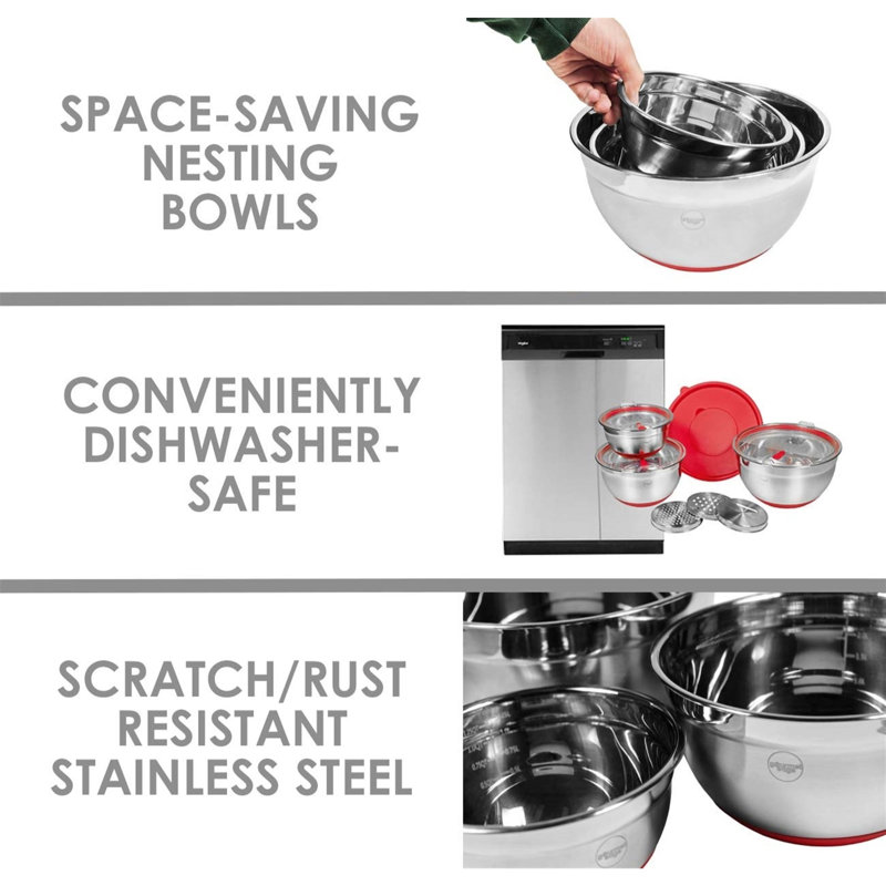 Stainless Steel 10 Piece Nested Mixing Bowl Set