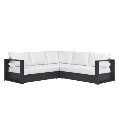 Modway Tahoe Outdoor Patio Powder-Coated Aluminum 3-Piece Sectional Sofa Set