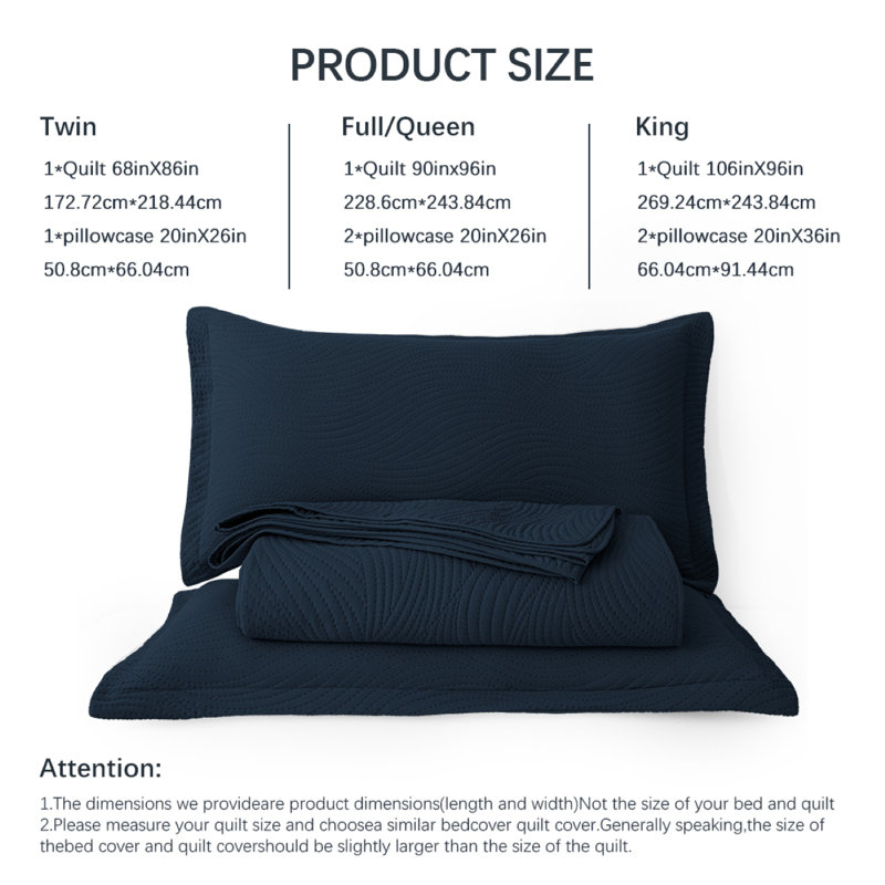 Ensemble de couvre-lit 3 pièces XAKING - Ensemble de courtepointe légère en microfibre réversible et respirante avec 2 taies décoratives