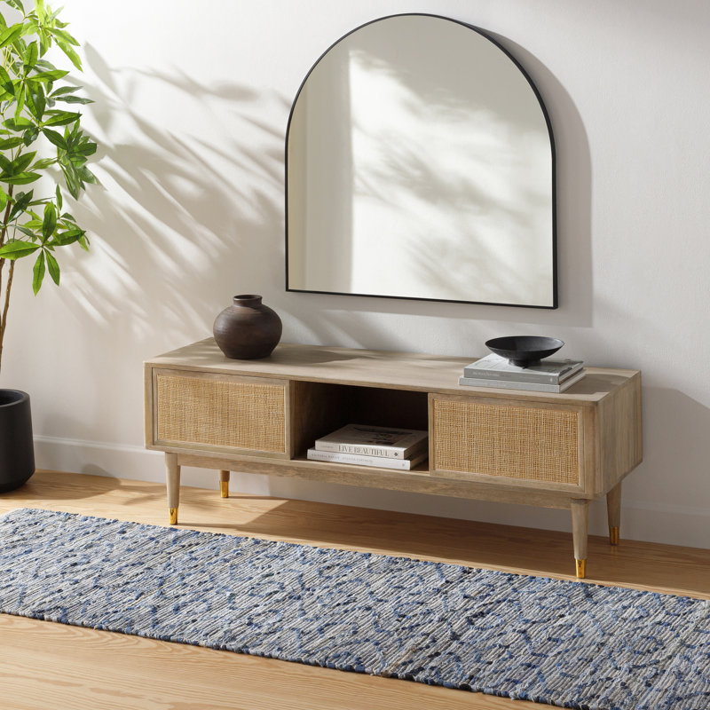 Denyer Geometric Handmade Flatweave Recycled P.E.T. Area Rug in Blue/Gray, Runner 2'6" x 8'