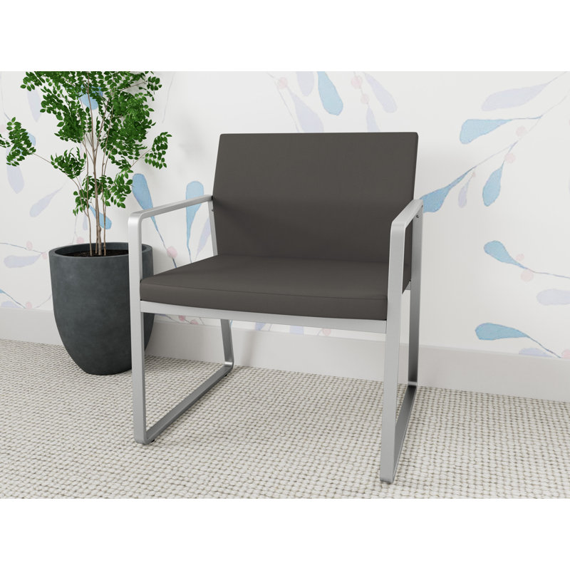 Chaise d'invité surdimensionnée Gansett, Argent, Vinyle gris anthracite Patriot Plus