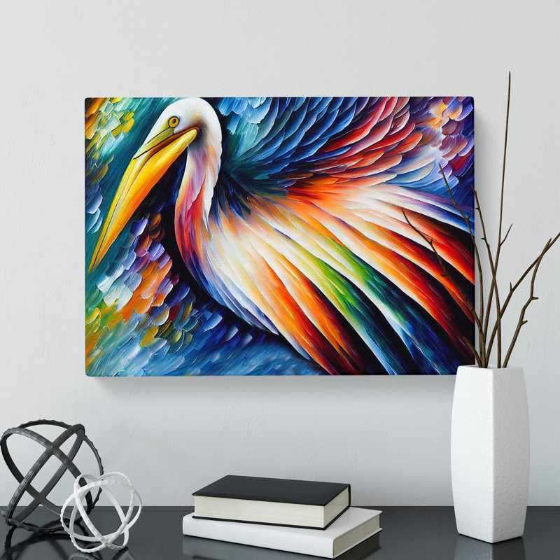 Pelican Painting Abstract - Wrapped Canvas, 40cm H x 60cm W x 3cm D