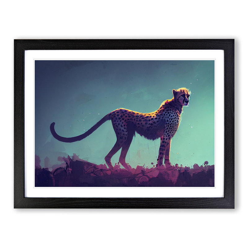 Cheetah - Single Picture Frame Painting, Black, 46cm H x 64cm W x 2cm D