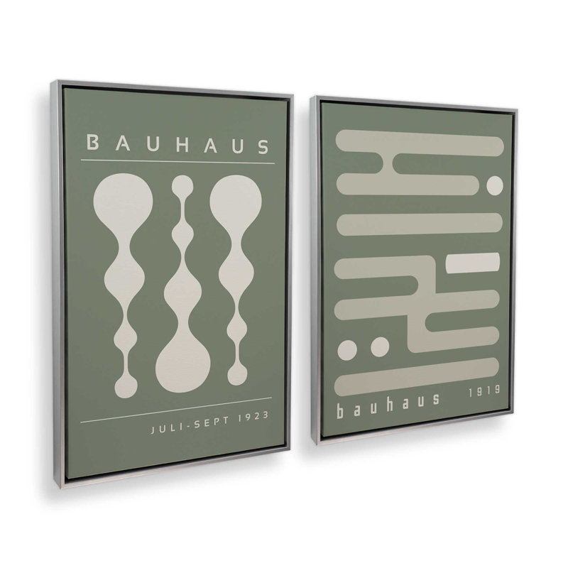 Ensemble rétro de 2 pièces Bauhaus, Cadre flottant en chrome poli, H 19 po x l 26 po