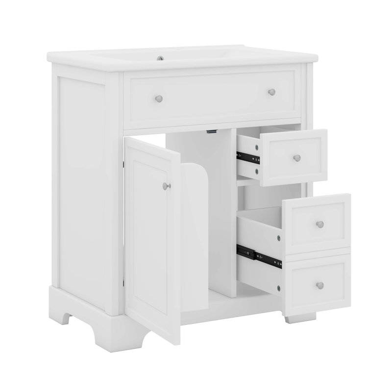 Stylish And Functional 30" Bathroom Vanity With Sink Top, Drawers