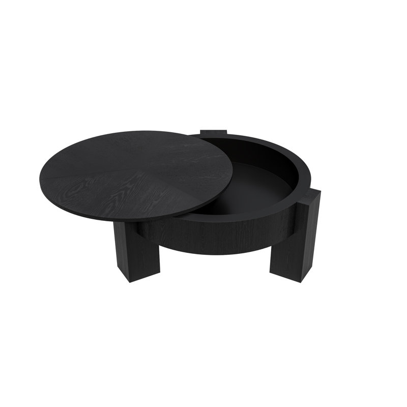 Table basse ronde de 33 po avec rangement dissimulé (seulement avec table basse), Noir, Noir