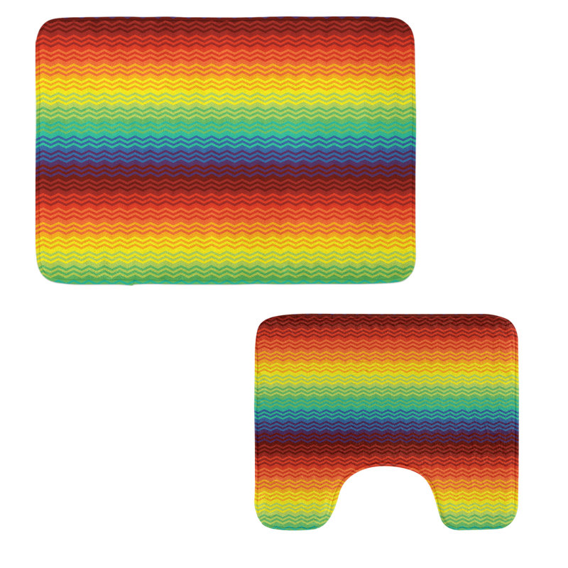  Multicolore ensemble de 2 tapis de salle de bain Fiesta