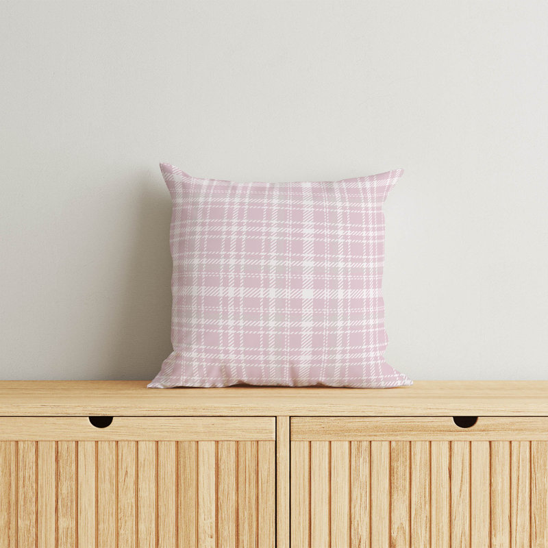 Coussin Rocky Tartan, H 18 po x l 18 po, Rose