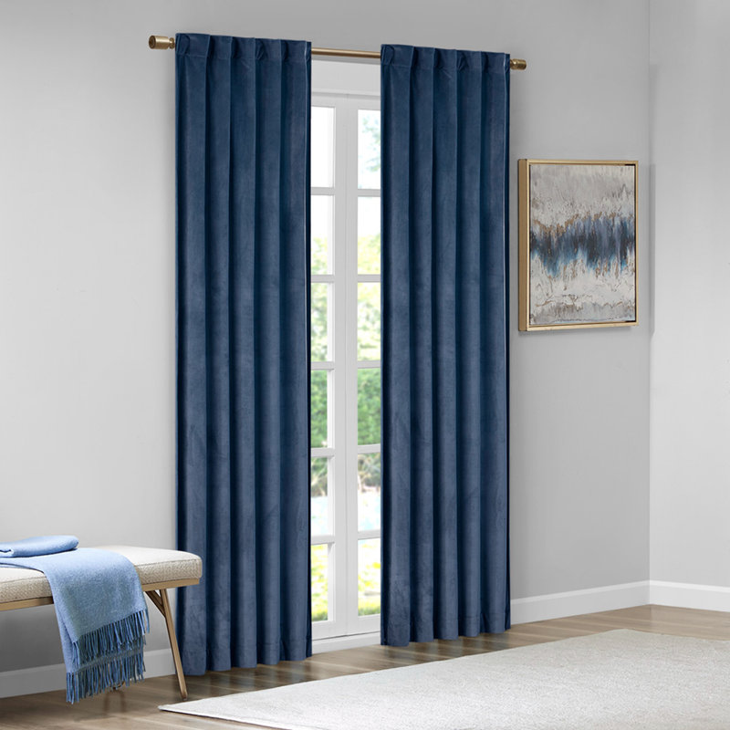Hegewisch Blackout Curtain Panel Pair, 37" W x 63" L, Blue
