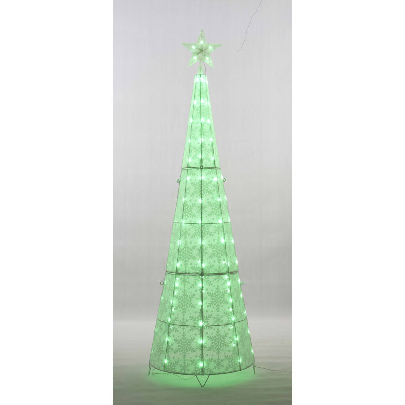 72'''' Colour Changing Led Glittering Snowflake Cone Tree Sculpture