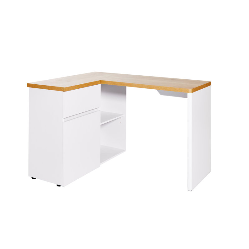Hollice L-Shaped Writing Desk, Brown/White