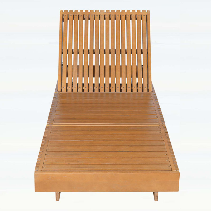 Chaise longue d'extérieur avec dossier réglable à 6 positions, bois d'acacia, finition teck rustique