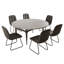 Ensemble de table de salle à manger 55,1 po, table de cuisine moderne pour 4 à 6 personnes, pieds en acier, ensemble de salle à manger à piédestal avec chaise de salle à manger, gain de place-115296624-115296621-122499344