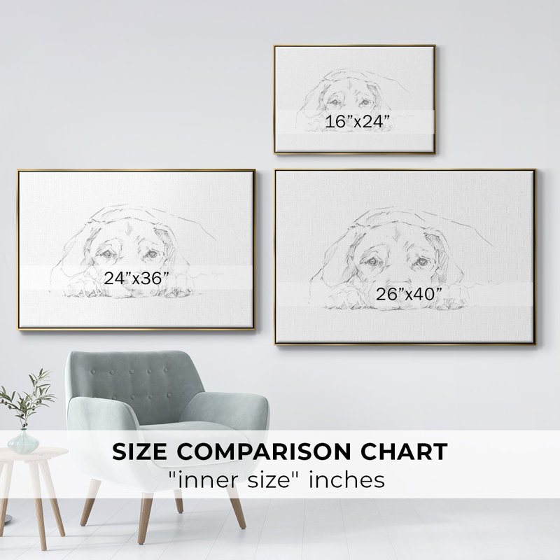 Lazy Dog III, H 27 po x l 41 po x P 2 po, Cadre doré, Pas de tapis