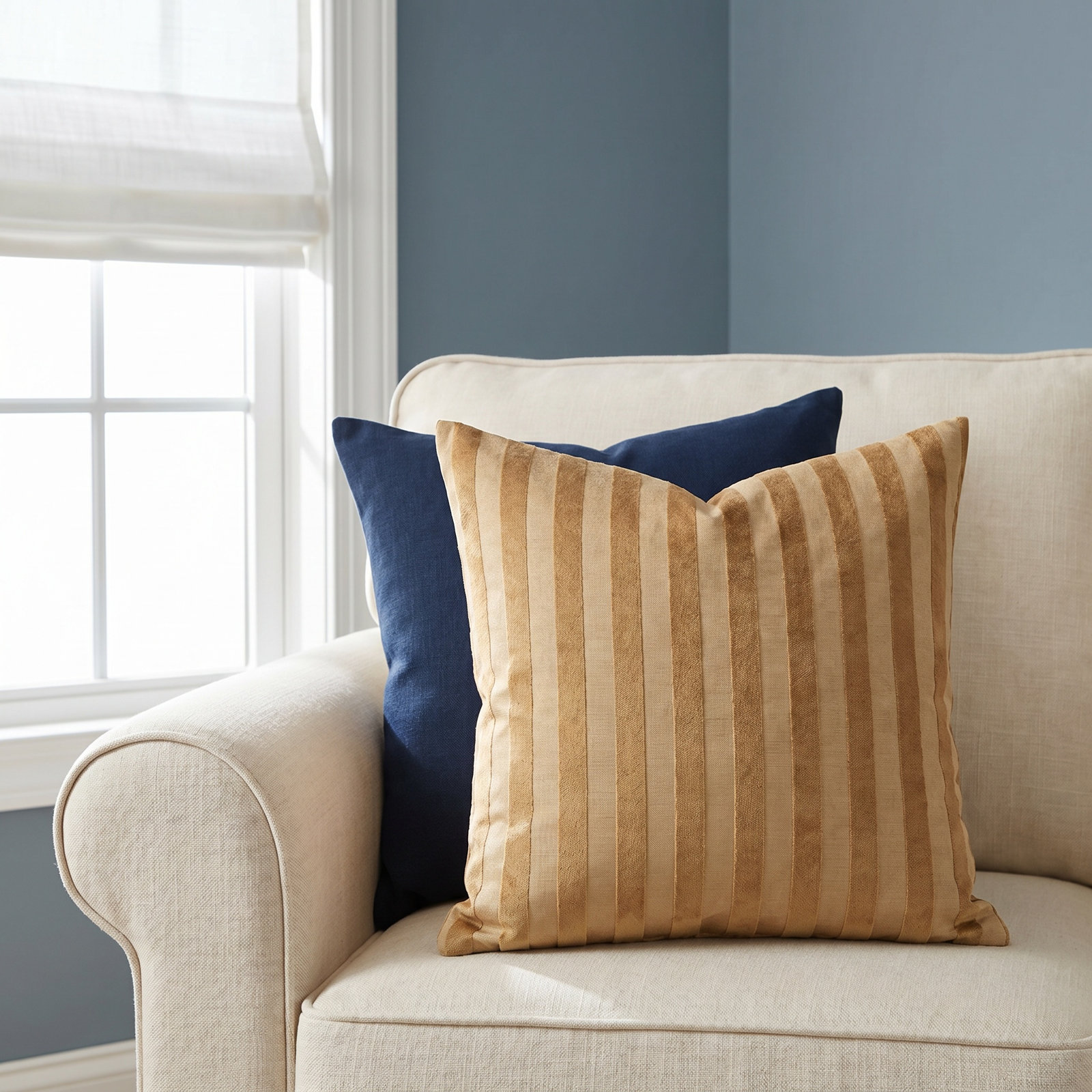 Throw Pillow, Yellow Striped, Polyester, Square 20"