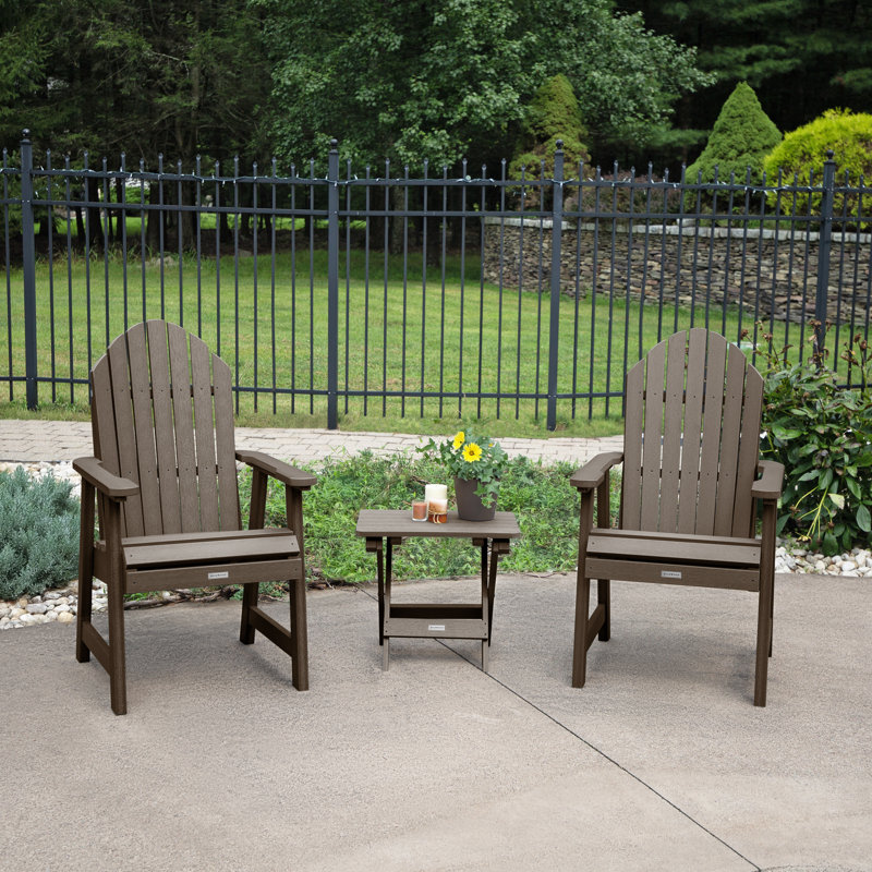 Chaise Adirondack en plastique avec table Anette, Gland de chêne vieilli