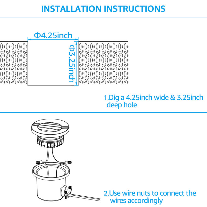 6W Well Lights LED Low Voltage 12-24V In-Ground Lighting, 3000K, UL Listed, Marbling Pattern, Rock Color