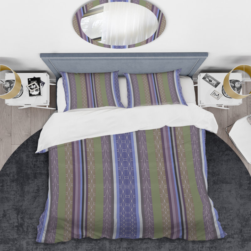 Green And Blue Striped Pattern - Patterned Duvet Cover Set