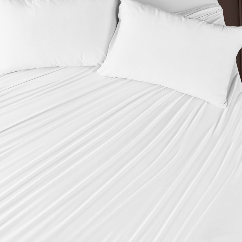 100% Cotton Jersey Knit Sheet Set, White, Queen Sheet Set + Fitted Sheet + 2 Pillowcase