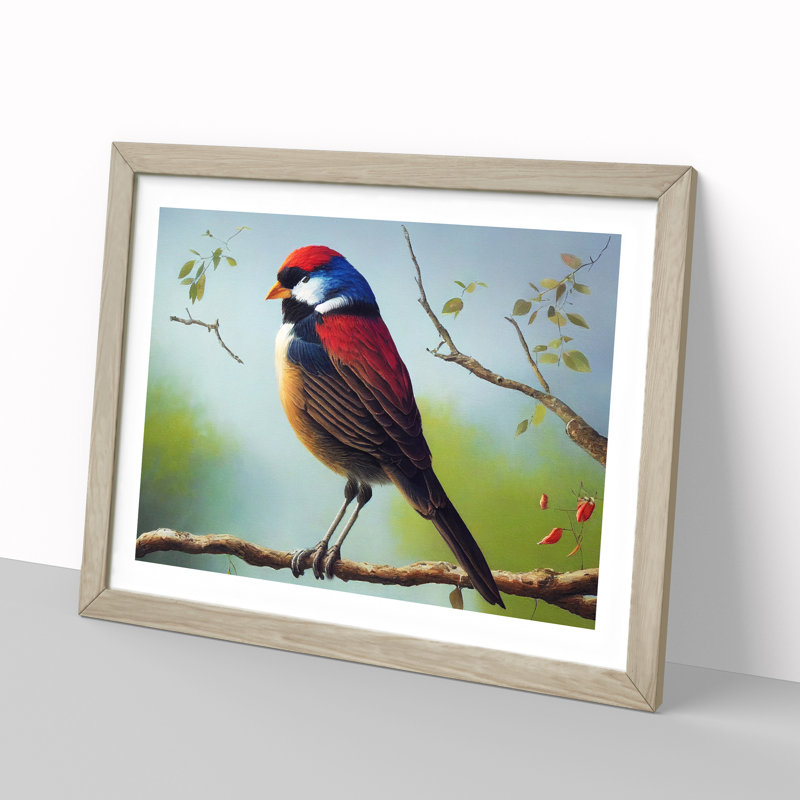 Beaming Bird - Single Picture Frame Print, Oak, 46cm H x 64cm W x 2cm D