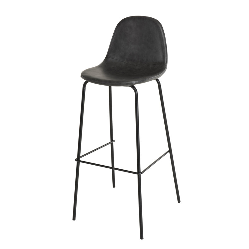 Laidley Upholstered Counter Stool with Metal Frame, Black