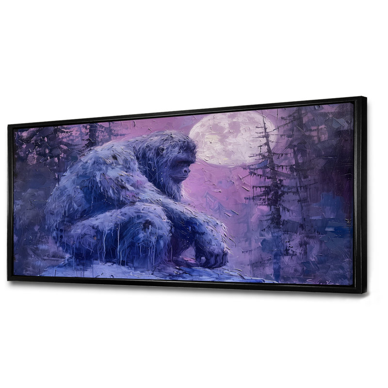 Claborn - art mural Bigfoot, Toile avec cadre flottant noir, H 28 po x l 60 po x P 1,5 po