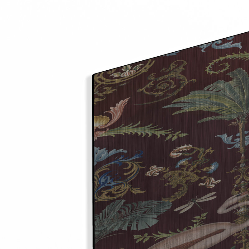 «Vintage Bohemian Elegance Flamingo Burgundy» par Andrea Haase, art mural en métal, 24 po x 36 po, H 36 po x l 24 po