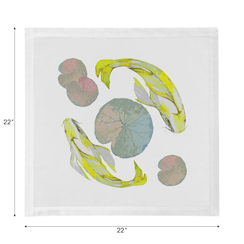 Leopard Koi Jaune Hemstitch 22" Linen/Cotton Napkin, Yellow