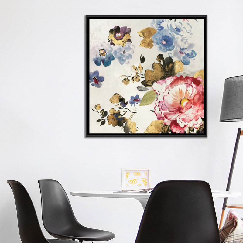 «French Flower II», reproduction sur toile, H 18 po x l 18 po x P 1,5 po, Toile avec cadre noir, Pas de tapis