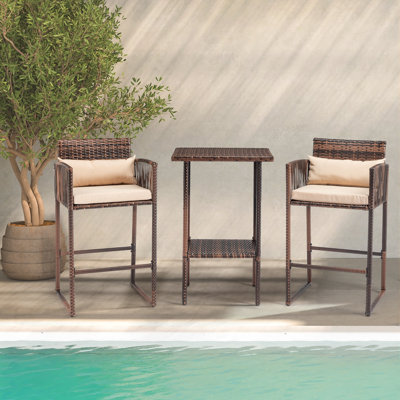 Haverhill Wicker Bar Set with Stools by Archie & Oscar