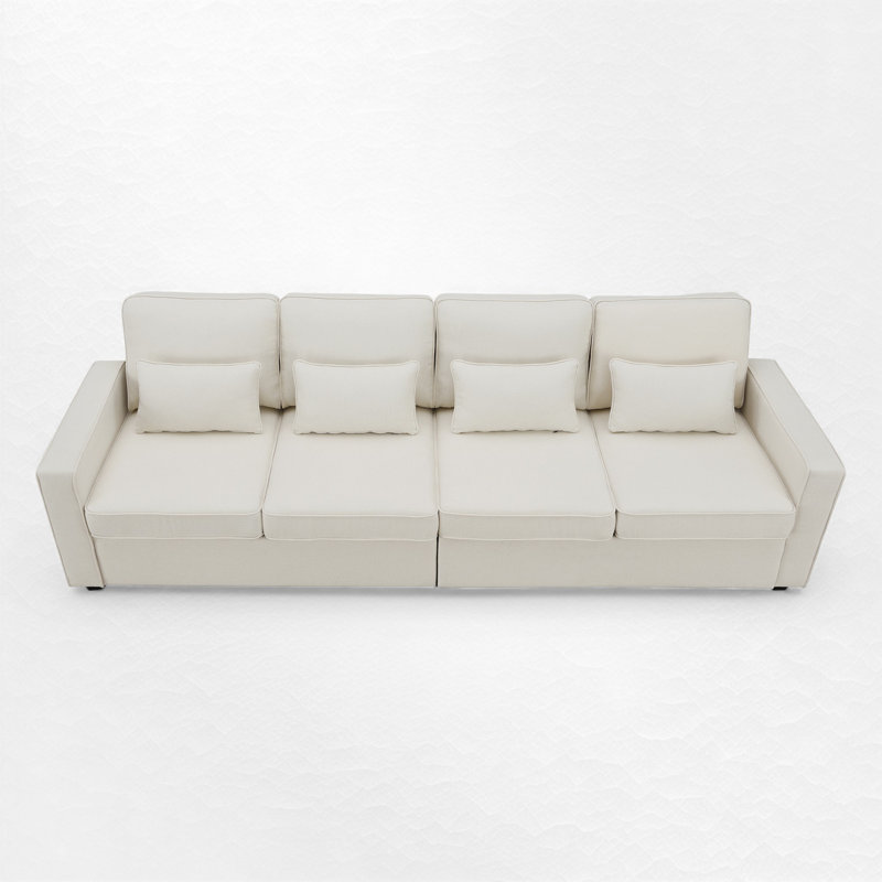 Canapé à accoudoirs carrés de 114,4 po Guenievre, 100 % polyester beige