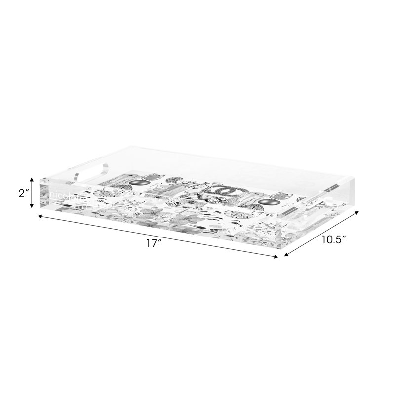 Decorative Tray, 17"W x 10.5"D x 2"H, Black White