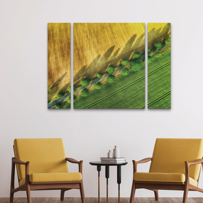 Ensemble de 3 panneaux muraux - "The Road" par Guy Krier, art mural sur toile pour le salon, la chambre à coucher ou le bureau 