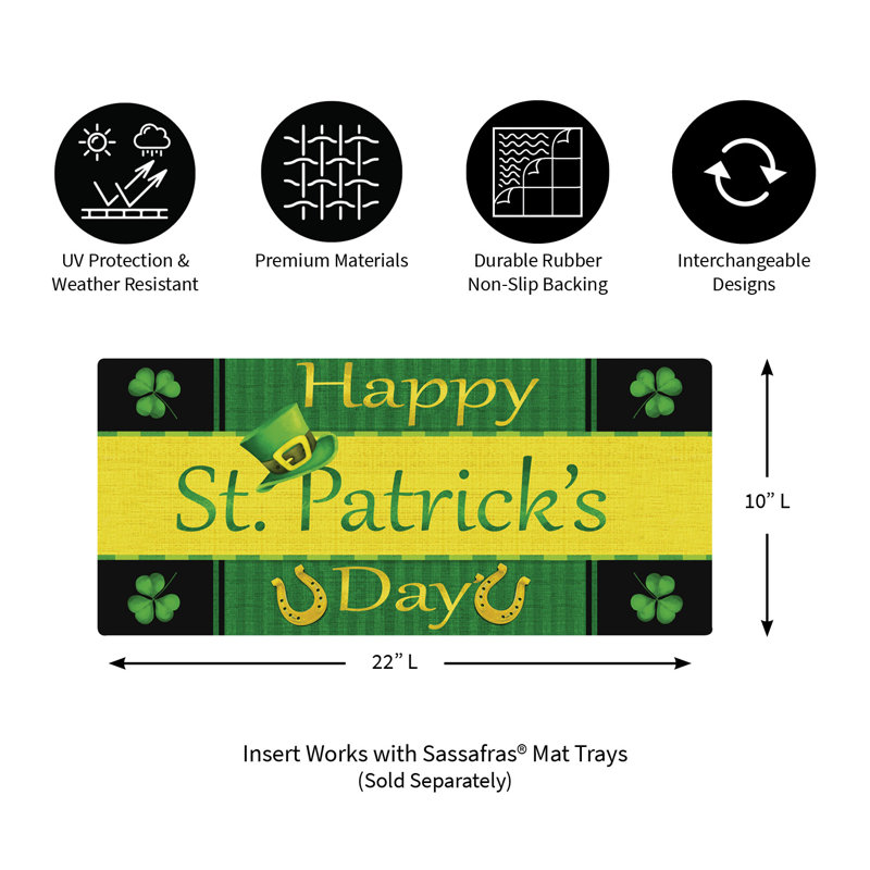 22 po x 10 po Spring Holiday Collection Sassafras Switch Mat avec cadre en caoutchouc décoratif