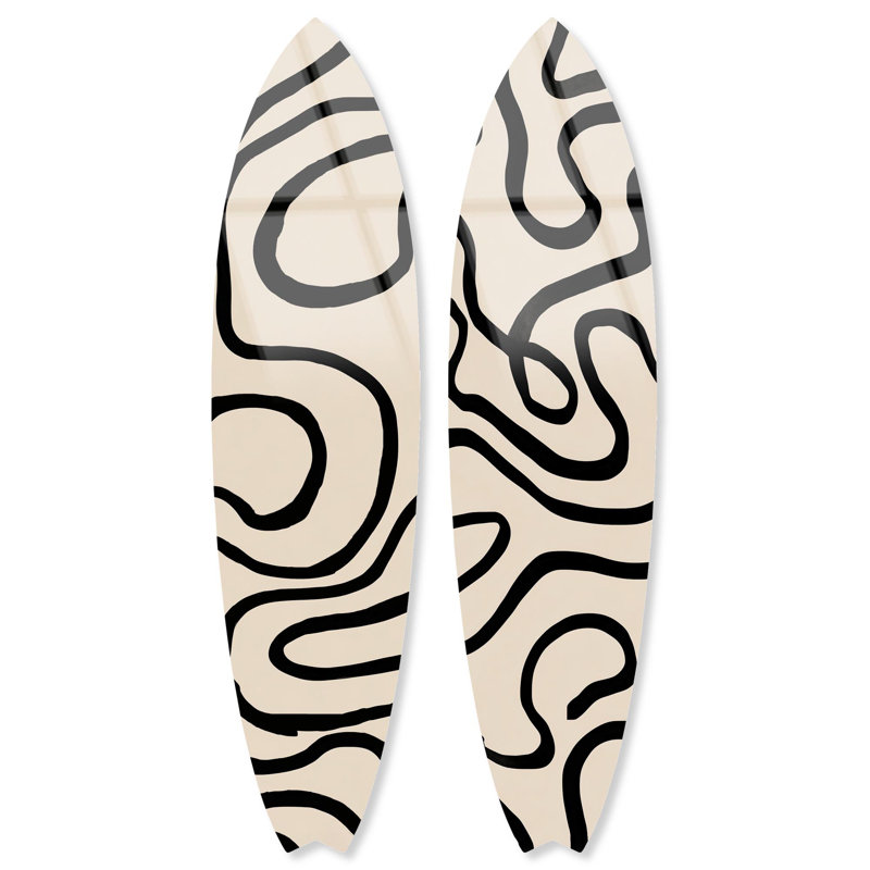 Ensemble de planche de surf Linear lints Acrylique Coastal par Notoriart, Pensées linéaires