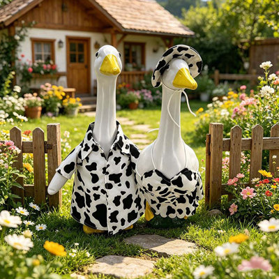 Summer Couple's Two piece set Gooses Print Decorative Set Bikini Set And Shirt Gooses Print Clothing 23Inch Large Size For Outdoor Garden And Pool Parties