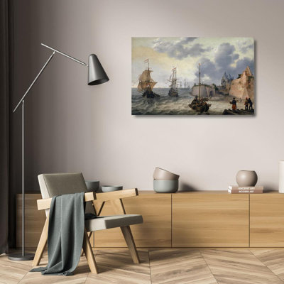 «Dutch Harbor with Sailing Ships» par Adam Willaerts - Art mural sur toile tendue avec châssis