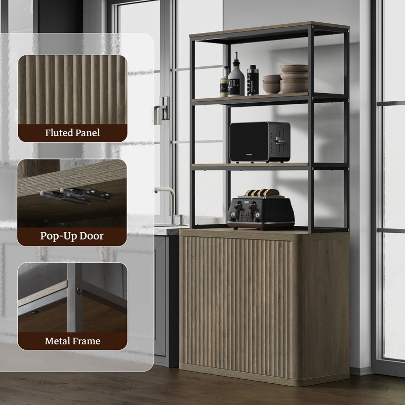 Cesiro 70.8'' H X 34.6'' W 5-Tier Storage Bookcase With Adjustable Shelves, Gray, 2 Pieces