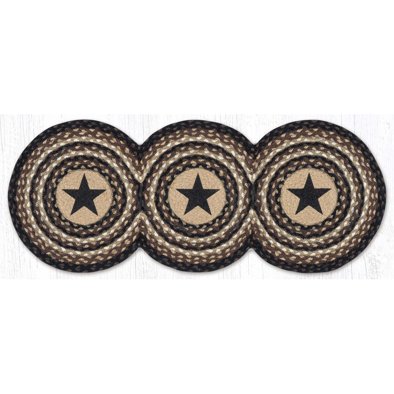  Chemin de table imprimé circulaire noir H 36 po, Black Stars