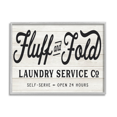 «Farmhouse Fluff and Fold Laundry», publicité, motif rustique surdimensionné encadré noir, art texturé par lettré et doublé