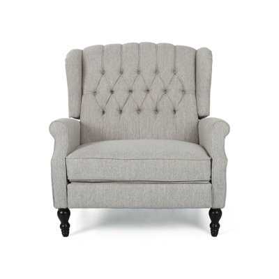 Oversized Tufted Wingback Fabric Push Back Recliner With Nailhead Trim And Button Tufted Diamond Stitch For Living Room, Bedroom